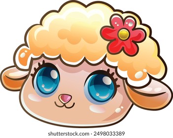 cute sheep lamb head sticker cartoon icon vector illustration eps 10 file