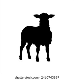 Cute sheep lamb silhouette isolated on white background. Lamb icon vector illustration design.