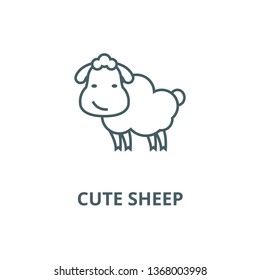 Cute sheep line icon, vector. Cute sheep outline sign, concept symbol, flat illustration