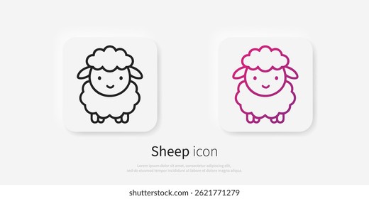 Cute sheep line logo. Black sheep linear icon isolated on white background. Vector illustration.