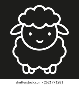 Cute sheep line logo. Black sheep linear icon isolated on white background. Vector illustration.