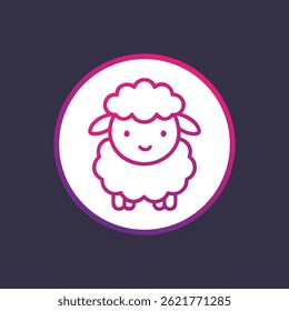 Cute sheep line logo. Black sheep linear icon isolated on white background. Vector illustration.