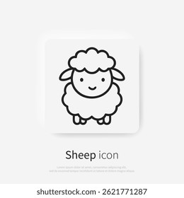 Cute sheep line logo. Black sheep linear icon isolated on white background. Vector illustration.