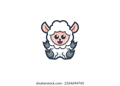 cute sheep lineart vector template logo design