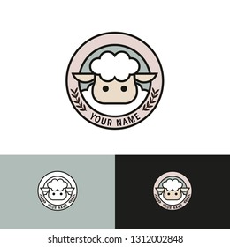 Cute Sheep Logo design vector