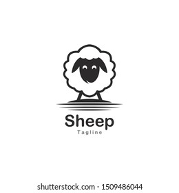 Cute sheep logo vector icon illustration design 