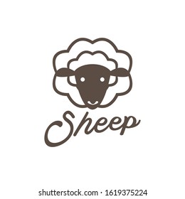 Cute sheep logo vector icon illustration design