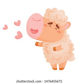 Cute sheep in love. Vector illustration on white background.