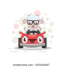 cute sheep mascot cartoon design vector