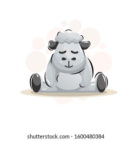 cute sheep mascot cartoon design vector