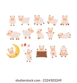 Cute sheep mascot cartoon illustration. Cute animal character for nursery, mascot, Eid al-adha element design