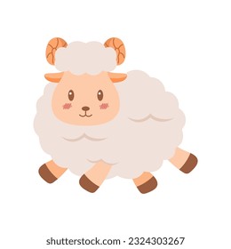 Cute sheep mascot cartoon illustration. Cute animal character for nursery, mascot, Eid al-adha element design