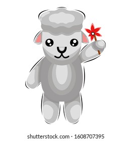 CUTE SHEEP MASCOT CARTOON VECTOR
