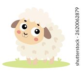 Cute Sheep in Minimal Flat Style. Farm Animal Duck. Hand Drawn Vector Art.