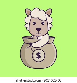 Corta ovejas en una bolsa de dinero.