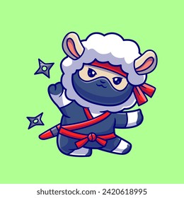 Cute Sheep Ninja With Shuriken Cartoon Vector Icon
Illustration. Animal Holiday Icon Concept Isolated Premium
Vector. Flat Cartoon Style