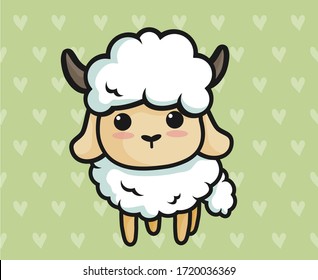 cute sheep on green background, colorful illustration, 
kids t-shirt designs 
