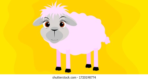 cute sheep on a light brown background.funny vector illustration