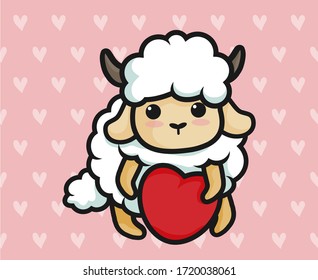 cute sheep on 
pink background, colorful illustration, 
kids t-shirt designs 
