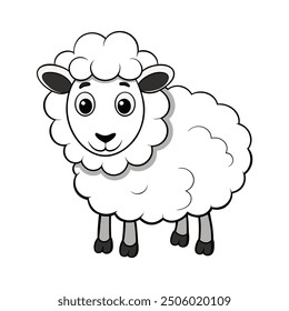 cute sheep on white background. animal cartoon vector illustration