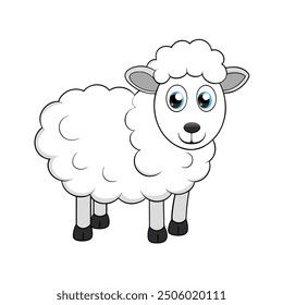 cute sheep on white background. animal cartoon vector illustration