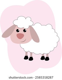 Cute sheep on a white background. 