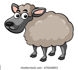 Cute sheep on white background illustration