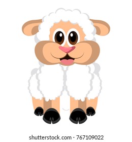 Cute sheep on a white background, Vector illustration