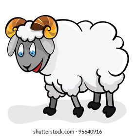 Cute sheep on a white background. Illustration. Cartoon.  Lamb