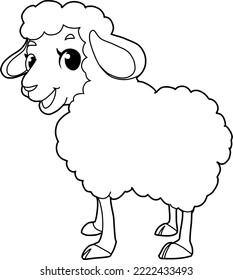 Cute sheep outline vector isolated on white background