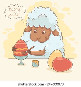 Cute sheep painting  Easter egg