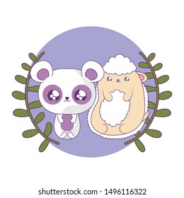 cute sheep with panda bear baby animals kawaii