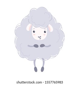 Cute sheep, pastel vector illustration on white background