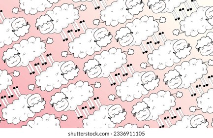 
cute sheep pattern, bright colors, gift paper pattern, pink tone wallpaper