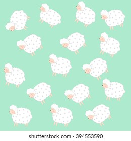 cute sheep pattern, cartoon sheep vector