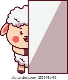 Cute Sheep Peeking Out Curious Illustration