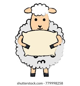 cute sheep with pillow character icon
