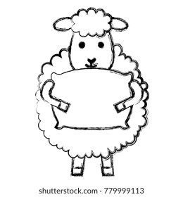 cute sheep with pillow character icon