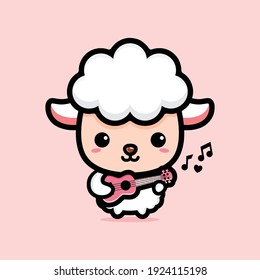 cute sheep playing the ukulele