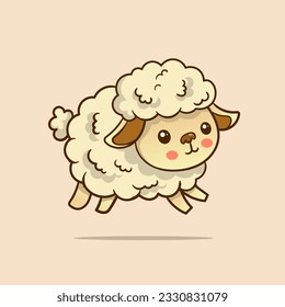 Cute Sheep and Ram isolated retro illustration. Standing Sheeps silhouette on white. Farm fanny milk young animals