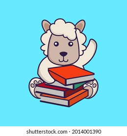 Cute sheep reading a book.