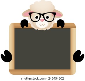 Cute Sheep with School Board