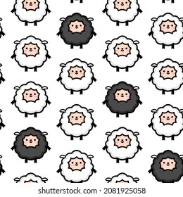 Cute Sheep Seamless Pattern. Cartoon animal background Colorful Vector background for kids, textile, pattern fabric, wallpaper