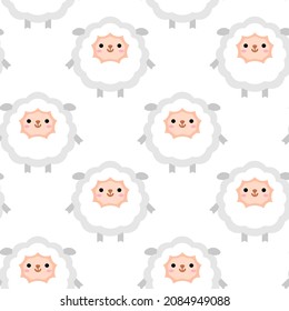 Cute Sheep Seamless Pattern. Cartoon animal background Colorful Vector background for kids, textile, pattern fabric, wallpaper