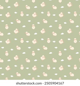 Cute Sheep Seamless Pattern, Cartoon Background vector Illustration.