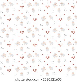 Lindo patrón sin fisuras de ovejas, Ilustración vectorial de fondo de dibujos animados.