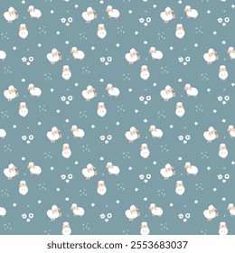 Cute Sheep Seamless Pattern, Cartoon Background vector Illustration.