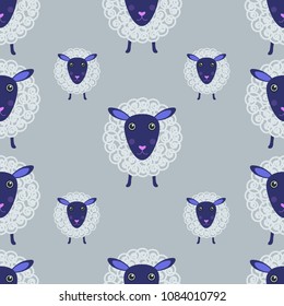 Cute sheep seamless pattern. For children's textiles, clothes. Vector illustration