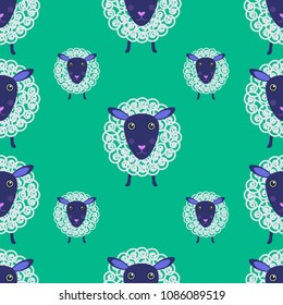 Cute sheep seamless pattern. For children's textiles, clothes. Vector illustration