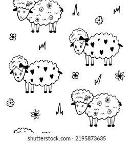 Patrón de ovejas sin fisuras en el estilo de doogle